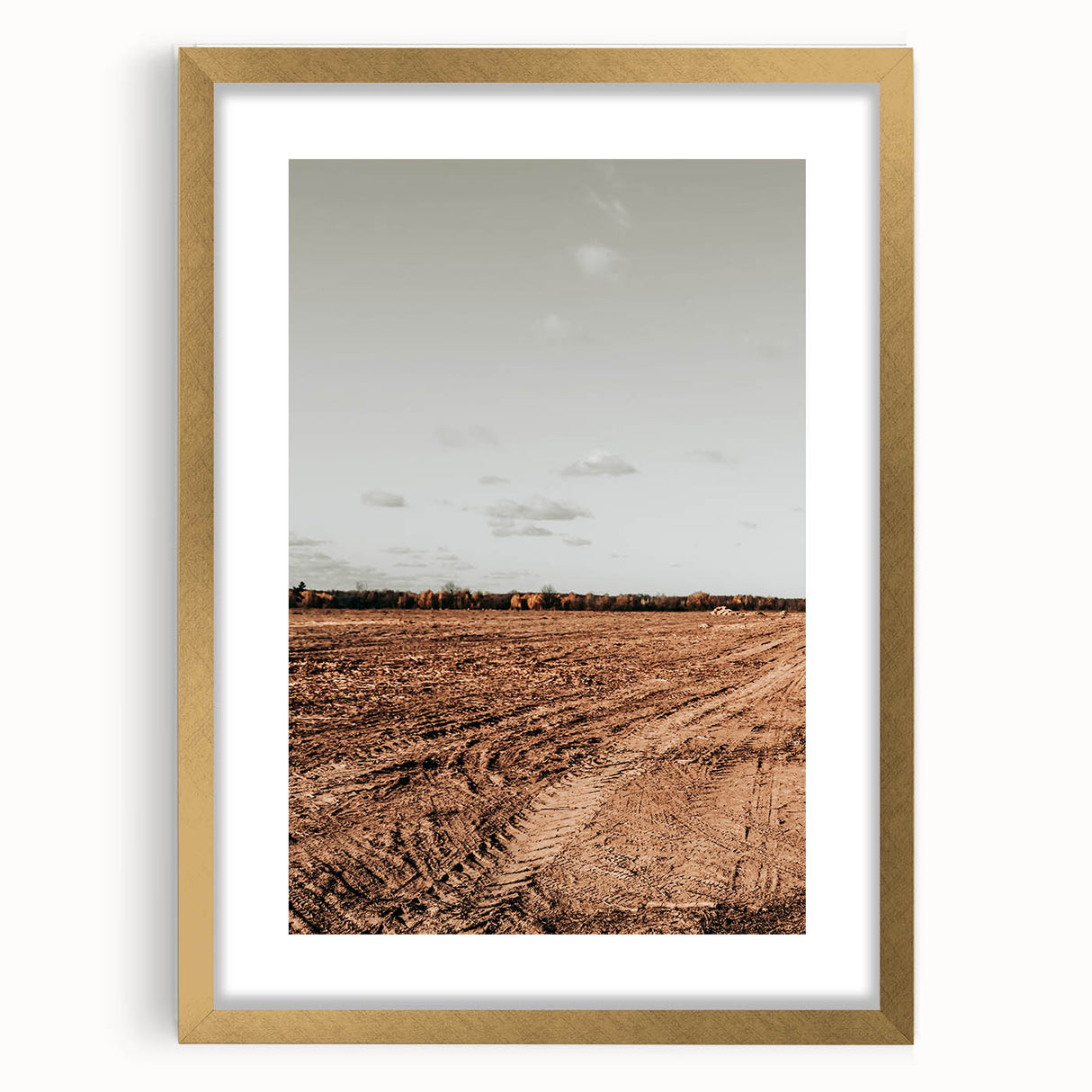 Farmhouse Wall Art - Rustic Plowed Field with Country Farmhouse Charm