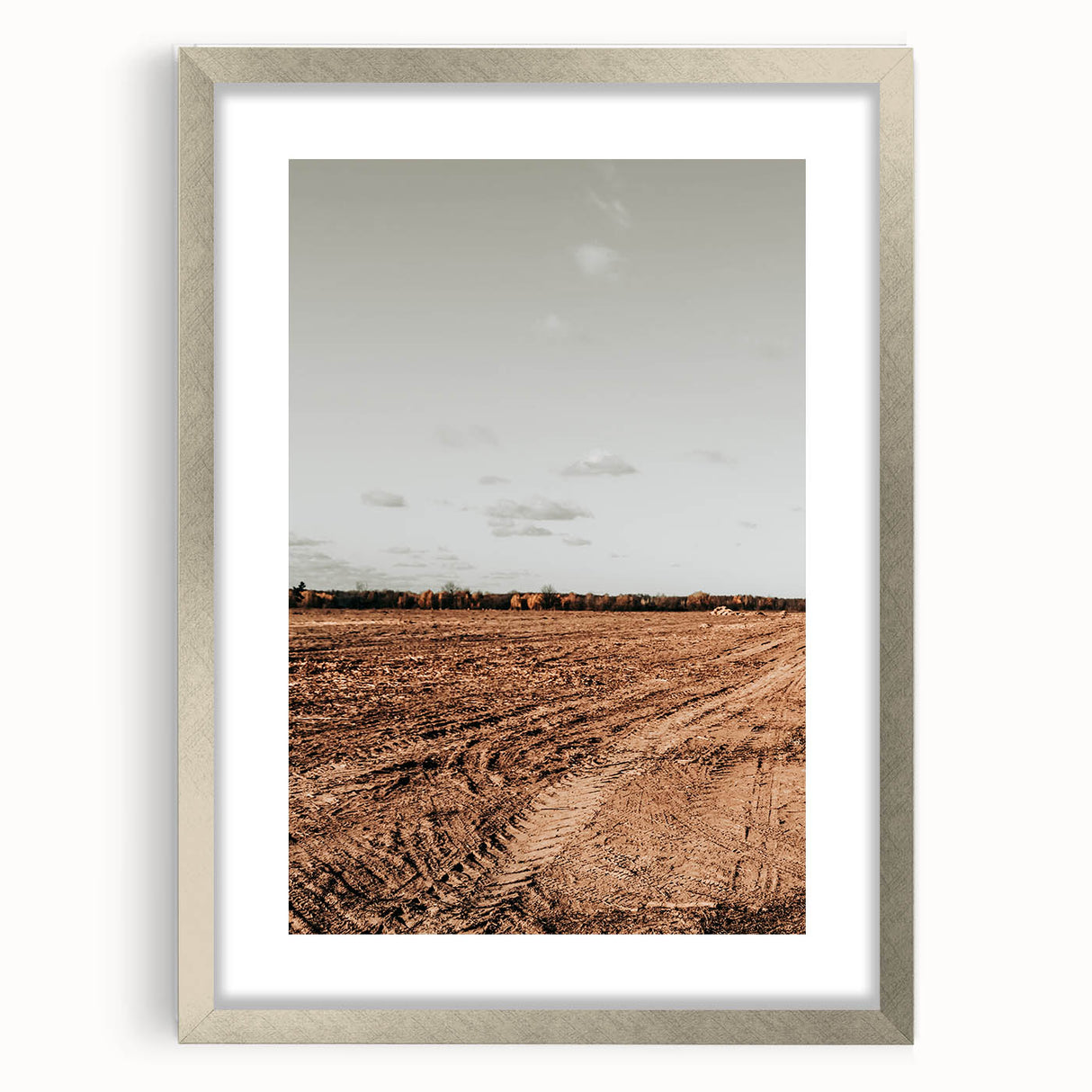 Farmhouse Wall Art - Rustic Plowed Field with Country Farmhouse Charm
