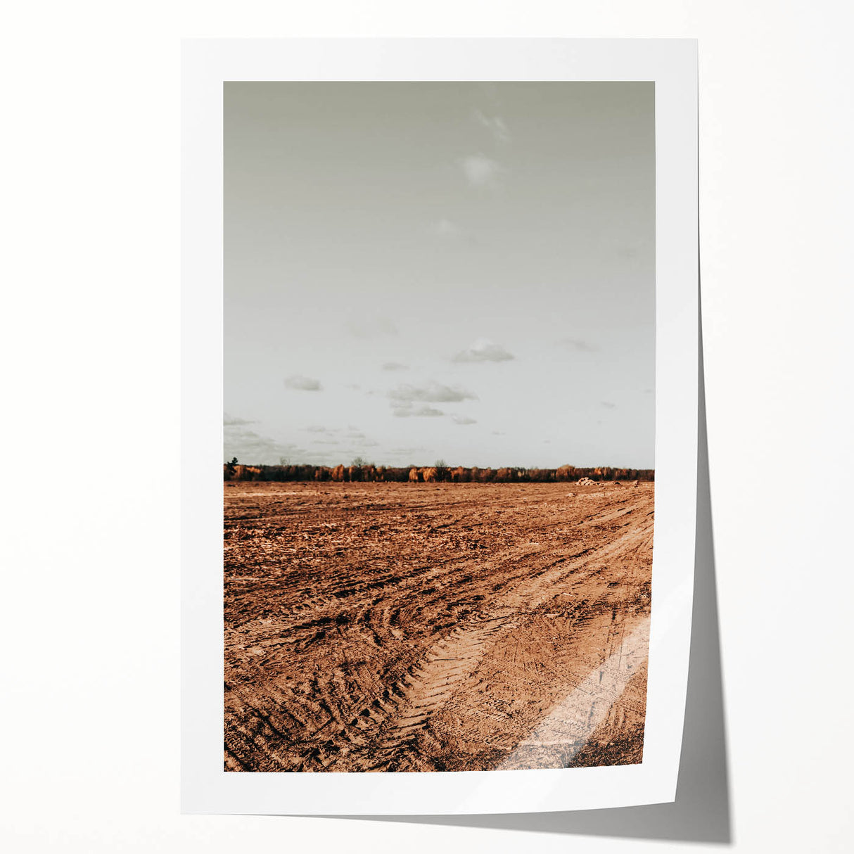Farmhouse Wall Art - Rustic Plowed Field with Country Farmhouse Charm