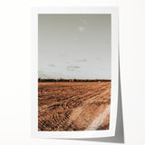 Farmhouse Wall Art - Rustic Plowed Field with Country Farmhouse Charm