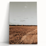 Farmhouse Wall Art - Rustic Plowed Field with Country Farmhouse Charm
