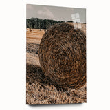 Farmhouse Wall Art - Rustic Hay Bale in Golden Field with Country Charm
