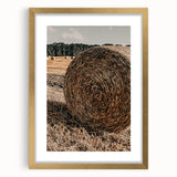 Farmhouse Wall Art - Rustic Hay Bale in Golden Field with Country Charm