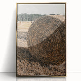 Farmhouse Wall Art - Rustic Hay Bale in Golden Field with Country Charm