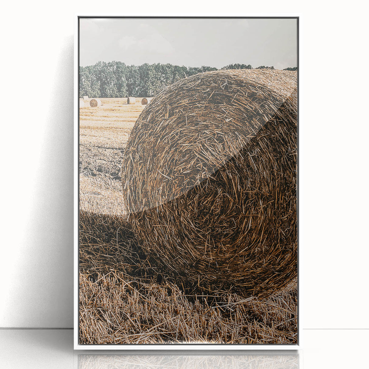Farmhouse Wall Art - Rustic Hay Bale in Golden Field with Country Charm
