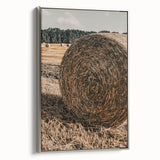 Farmhouse Wall Art - Rustic Hay Bale in Golden Field with Country Charm