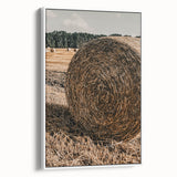 Farmhouse Wall Art - Rustic Hay Bale in Golden Field with Country Charm