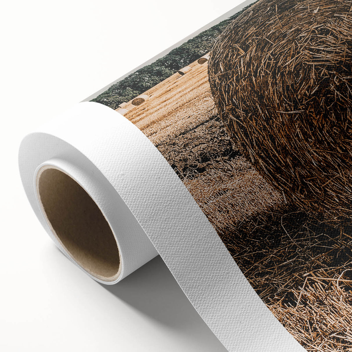 Farmhouse Wall Art - Rustic Hay Bale in Golden Field with Country Charm
