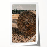 Farmhouse Wall Art - Rustic Hay Bale in Golden Field with Country Charm