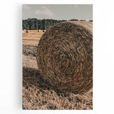 Farmhouse Wall Art - Rustic Hay Bale in Golden Field with Country Charm