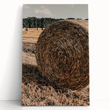 Farmhouse Wall Art - Rustic Hay Bale in Golden Field with Country Charm