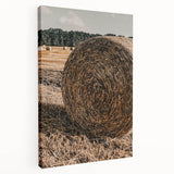 Farmhouse Wall Art - Rustic Hay Bale in Golden Field with Country Charm