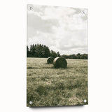 Farmhouse Wall Art - Serene Hay Bales in Open Field with Rustic Charm