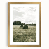 Farmhouse Wall Art - Serene Hay Bales in Open Field with Rustic Charm