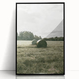 Farmhouse Wall Art - Serene Hay Bales in Open Field with Rustic Charm