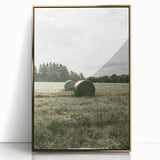 Farmhouse Wall Art - Serene Hay Bales in Open Field with Rustic Charm
