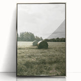 Farmhouse Wall Art - Serene Hay Bales in Open Field with Rustic Charm