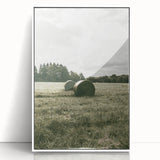 Farmhouse Wall Art - Serene Hay Bales in Open Field with Rustic Charm