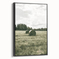 Farmhouse Wall Art - Serene Hay Bales in Open Field with Rustic Charm