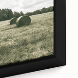 Farmhouse Wall Art - Serene Hay Bales in Open Field with Rustic Charm