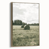 Farmhouse Wall Art - Serene Hay Bales in Open Field with Rustic Charm