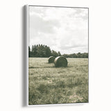 Farmhouse Wall Art - Serene Hay Bales in Open Field with Rustic Charm