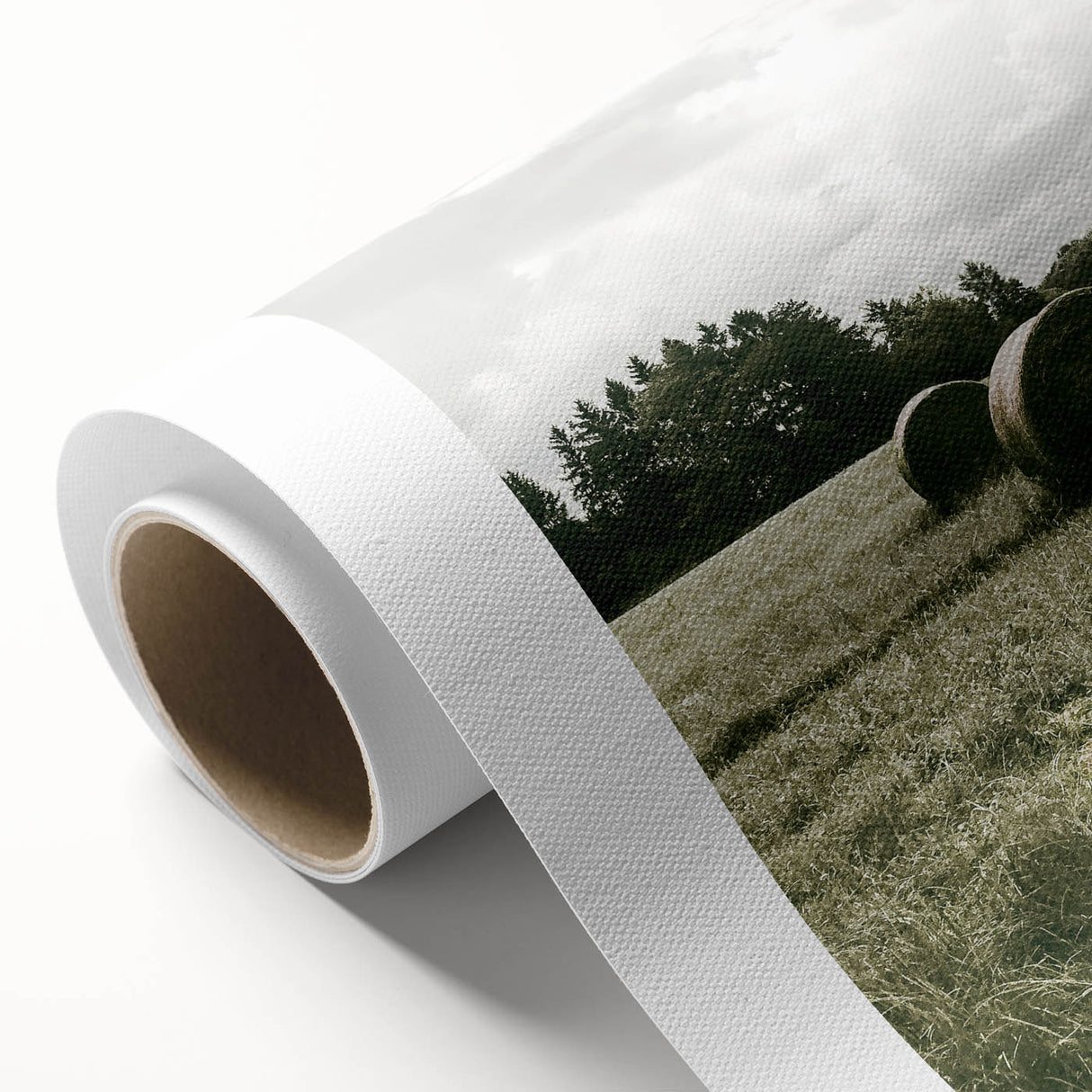 Farmhouse Wall Art - Serene Hay Bales in Open Field with Rustic Charm