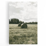 Farmhouse Wall Art - Serene Hay Bales in Open Field with Rustic Charm