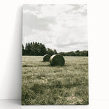 Farmhouse Wall Art - Serene Hay Bales in Open Field with Rustic Charm