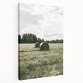 Farmhouse Wall Art - Serene Hay Bales in Open Field with Rustic Charm