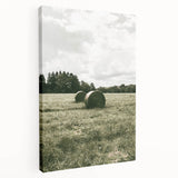 Farmhouse Wall Art - Serene Hay Bales in Open Field with Rustic Charm