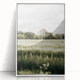 Farmhouse Wall Art - Tranquil Green Field with Trees and Rustic Charm