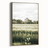 Farmhouse Wall Art - Tranquil Green Field with Trees and Rustic Charm