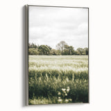 Farmhouse Wall Art - Tranquil Green Field with Trees and Rustic Charm
