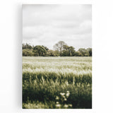 Farmhouse Wall Art - Tranquil Green Field with Trees and Rustic Charm