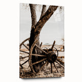 Rustic Farmhouse Wall Art - Antique Wagon Wheel Country Style Decor