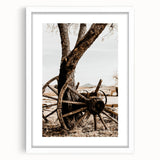 Rustic Farmhouse Wall Art - Antique Wagon Wheel Country Style Decor