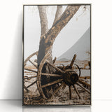 Rustic Farmhouse Wall Art - Antique Wagon Wheel Country Style Decor