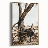 Rustic Farmhouse Wall Art - Antique Wagon Wheel Country Style Decor