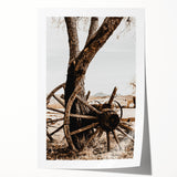 Rustic Farmhouse Wall Art - Antique Wagon Wheel Country Style Decor