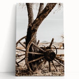 Rustic Farmhouse Wall Art - Antique Wagon Wheel Country Style Decor