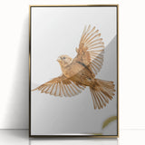 Farmhouse Wall Art | Rustic Sparrow in Flight | Vintage Country Style Print