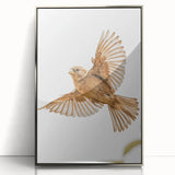 Farmhouse Wall Art | Rustic Sparrow in Flight | Vintage Country Style Print