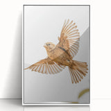 Farmhouse Wall Art | Rustic Sparrow in Flight | Vintage Country Style Print