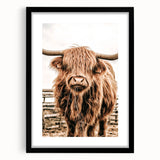 Highland Cow Farmhouse Wall Art – Rustic Country Style Decor Print