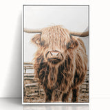 Highland Cow Farmhouse Wall Art – Rustic Country Style Decor Print