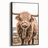Highland Cow Farmhouse Wall Art – Rustic Country Style Decor Print