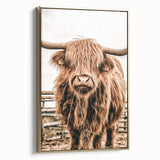 Highland Cow Farmhouse Wall Art – Rustic Country Style Decor Print