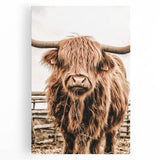 Highland Cow Farmhouse Wall Art – Rustic Country Style Decor Print