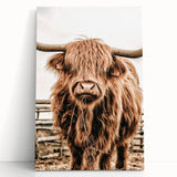 Highland Cow Farmhouse Wall Art – Rustic Country Style Decor Print